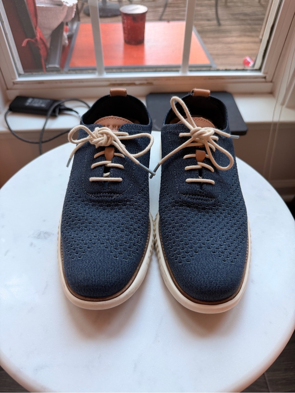 Cole Haan Men's Knit Lace-Up Sneakers in Navy and Cream